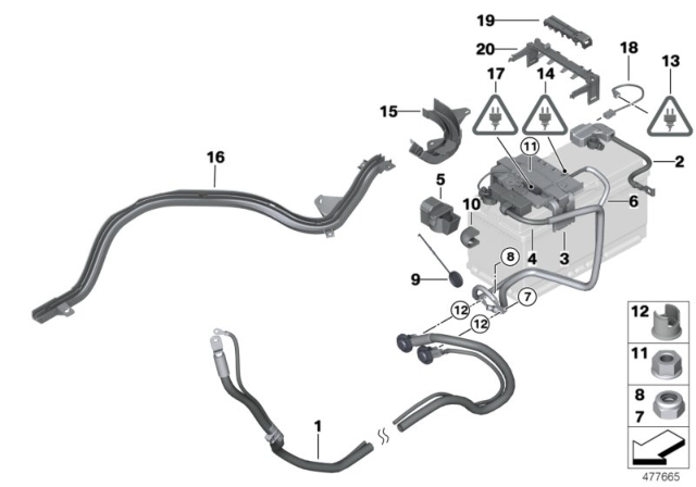 2008 BMW 323i Positive Battery Lead Cable Diagram for 61129125036