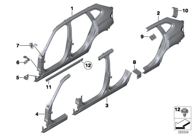 2013 BMW X1 Reinforcement Plate, C-Pillar, Left Diagram for 41217275586