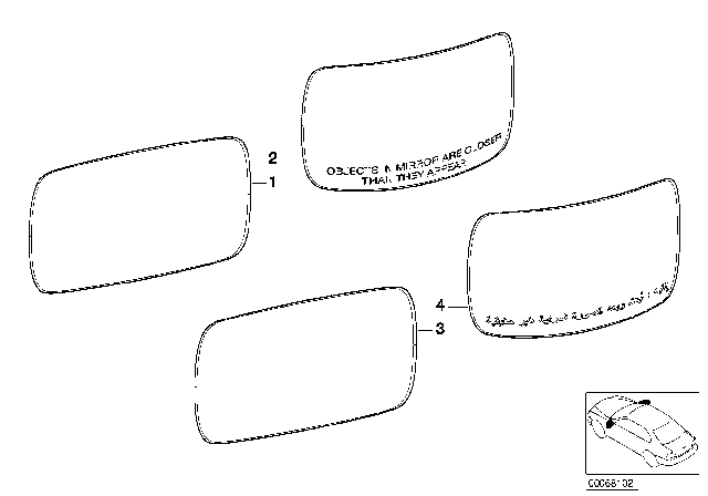 2001 BMW Z8 Mirror Glass Diagram