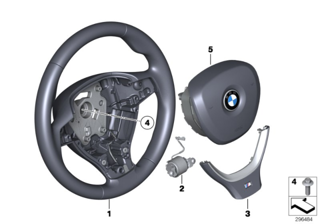 2015 BMW 750Li M Sports Steering Wheel, Airbag Diagram 2