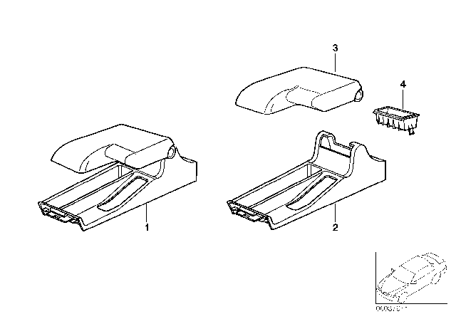 1993 BMW 325i Retrofit Kit, Armrest Front Diagram