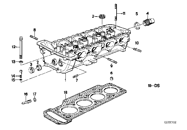 1989 BMW M3 Cylinder Head & Attached Parts Diagram