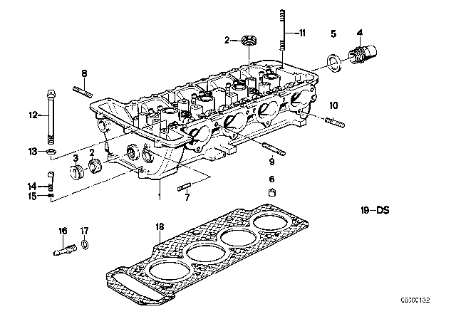 1988 BMW M3 Gasket Set Cylinder Head Asbestos Free Diagram for 11121316992