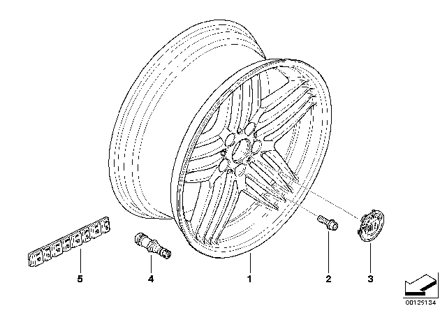 2003 BMW Alpina V8 Roadster Light Alloy Rim Diagram