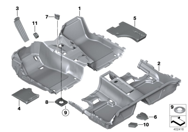 2016 BMW M4 Floor Covering Diagram