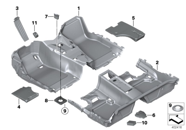 2017 BMW M4 Floor Covering Diagram