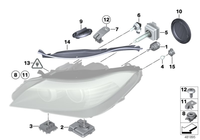 2015 BMW Z4 Single Components For Headlight Diagram 1
