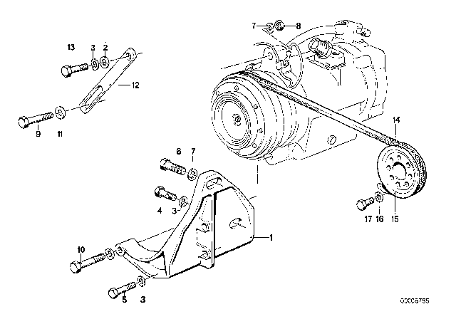 1978 BMW 633CSi Air Conditioning Compressor - Supporting Bracket Diagram 1