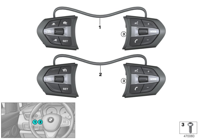 2020 BMW X1 Switch, Steering Wheel Diagram 3