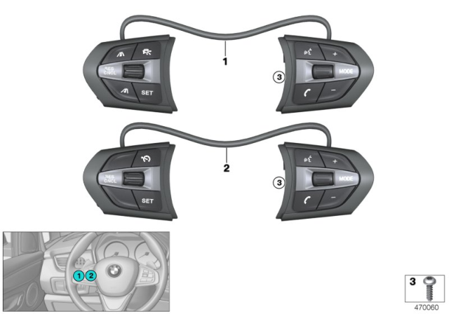 2019 BMW X2 Switch, Steering Wheel Diagram 3