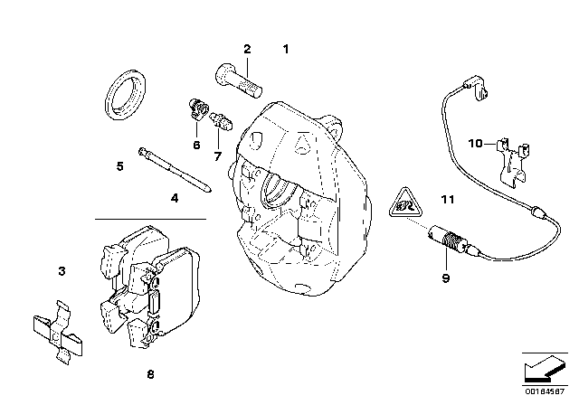 2013 BMW 135i Rear Wheel Brake, Brake Pad Sensor Diagram