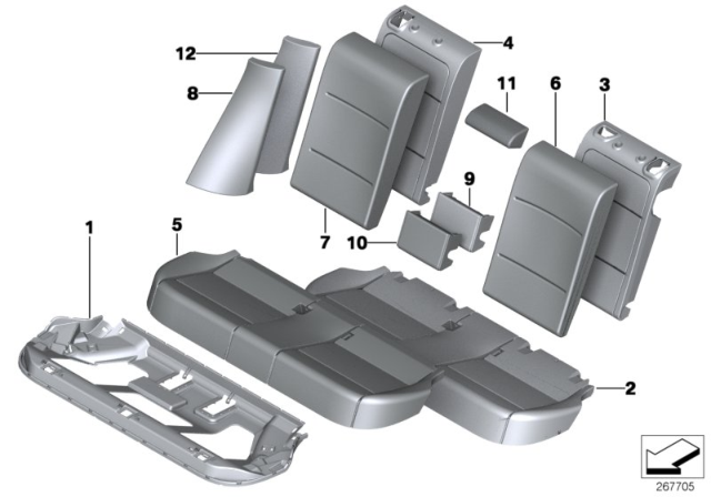 2014 BMW X3 Seat, Rear, Cushion & Cover Diagram 2