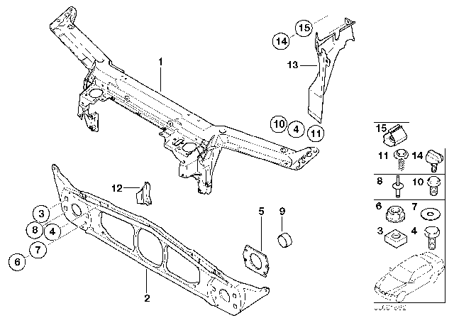 2005 BMW M3 Front Panel Diagram 2