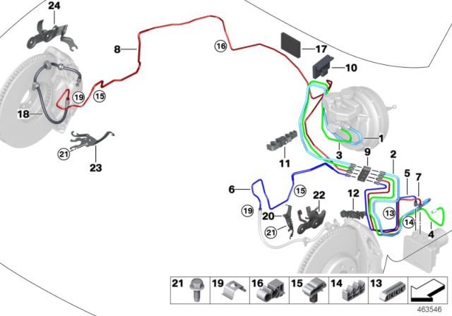 2019 BMW 530i xDrive Brake Pipe, Front Diagram