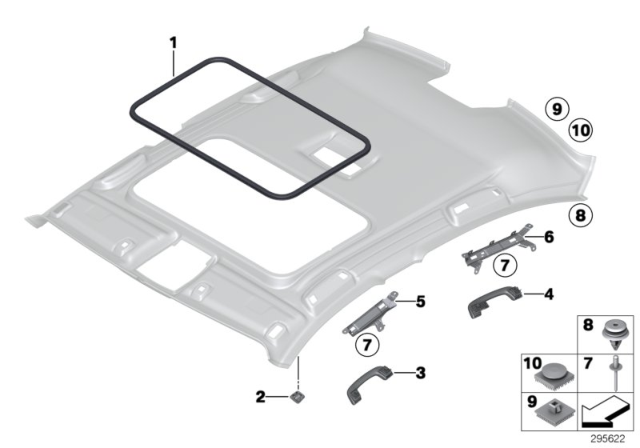 2013 BMW 328i Mounting Parts, Roofliner Diagram