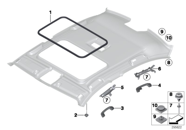 2016 BMW 328i Mounting Parts, Roofliner Diagram