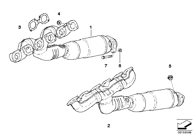 2003 BMW 760Li Exhaust Manifold With Catalyst Diagram