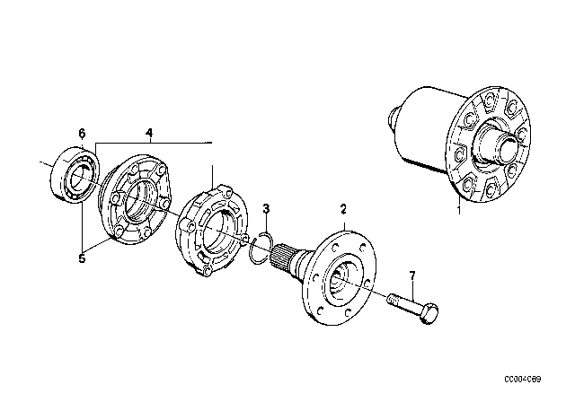 1977 BMW 320i Limited Slip Differential Unit - Drive Flange / Suspension Diagram 2