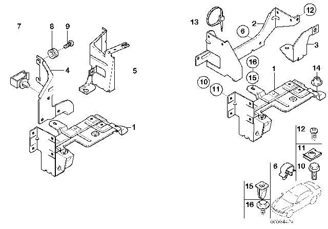 2002 BMW 540i CD Changer Mounting Parts Diagram