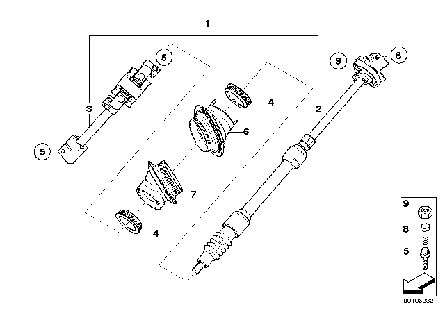 2006 BMW X5 Steering Column - Lower Joint Assy Diagram 2