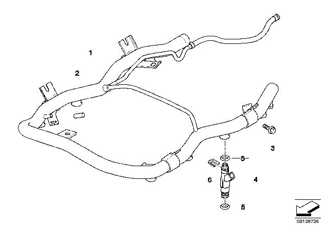 1999 BMW 740iL Valves / Pipes Of Fuel Injection System Diagram 2