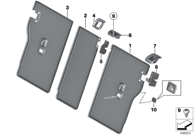 2017 BMW 430i Gran Coupe Seat, Rear, Seat Trims Diagram