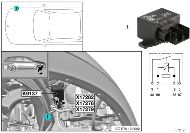 2008 BMW X5 Relay, Electric Fan Diagram