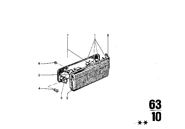 1975 BMW 3.0Si Lens Right Diagram for 63211355106