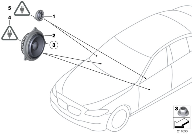 2013 BMW 535i xDrive Single Parts For HIFI System Diagram 1