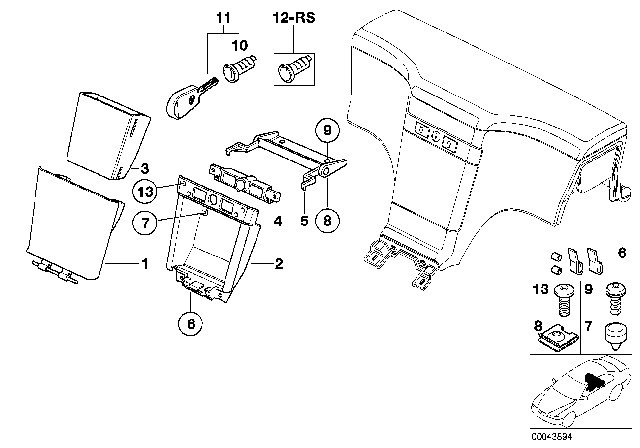 2001 BMW Z3 Locking Mechanism Diagram for 51168399070