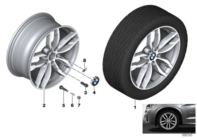 2018 BMW X4 BMW LA Wheel, M Double Spoke Diagram 1