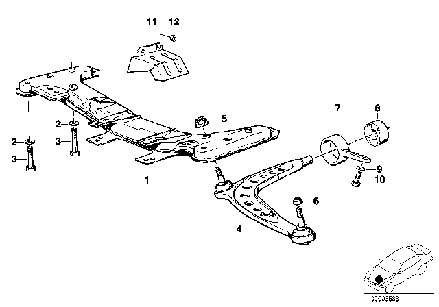 1991 BMW 325i Front Axle Support / Wishbone Diagram
