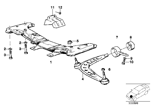 1992 BMW 325i Front Axle Support / Wishbone Diagram