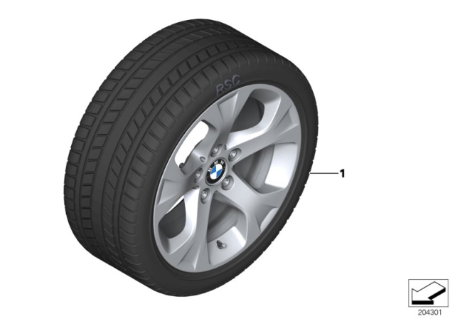 2013 BMW X1 Winter Wheel With Tire Star Spoke Diagram 1