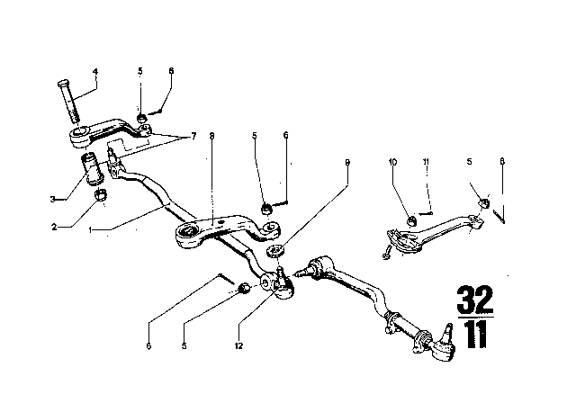 1971 BMW 2800CS Steering Linkage / Tie Rods Diagram 1