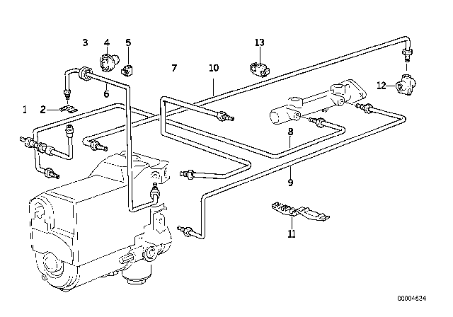 1994 BMW 525i Brake Pipe Front ABS Diagram 1