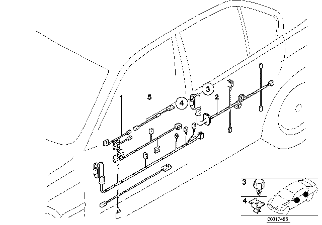 1992 BMW 318is Door Cable Harness Diagram