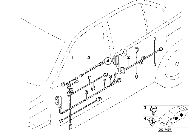 1993 BMW 325i Wiring Drivers Side Diagram for 61121393505