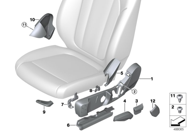2019 BMW X4 Seat Front Seat Coverings Diagram