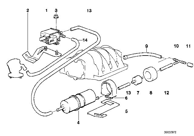 1995 BMW 530i Air Pump For Vacuum Control Diagram