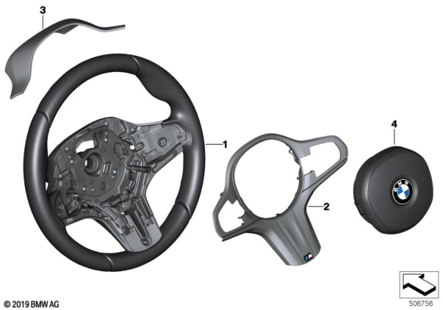 M SPORTS STEERING WHEEL LEAT Diagram for 32308099844