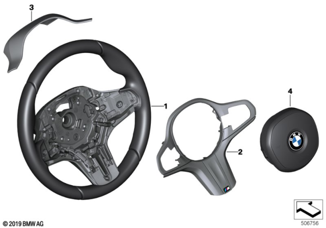 2020 BMW 840i Gran Coupe Individual M Sport Steering Wheel Diagram