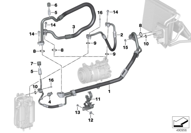 2020 BMW M340i xDrive PRESSURE HOSE ASSY COMPRESSO Diagram for 64539395478