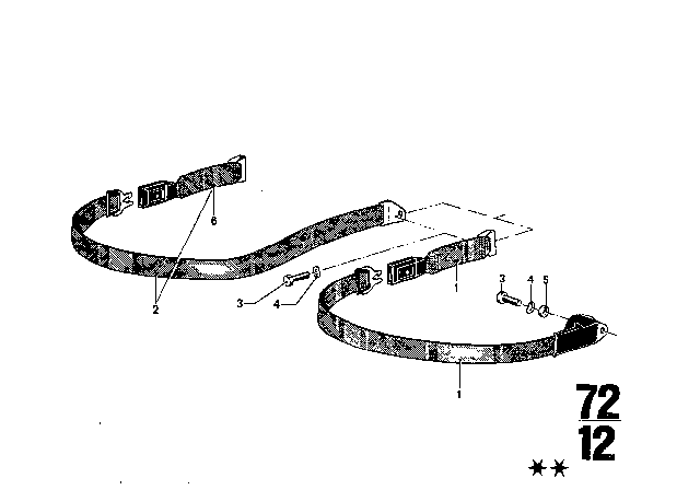 1976 BMW 3.0Si Safety Belt Rear Diagram 1