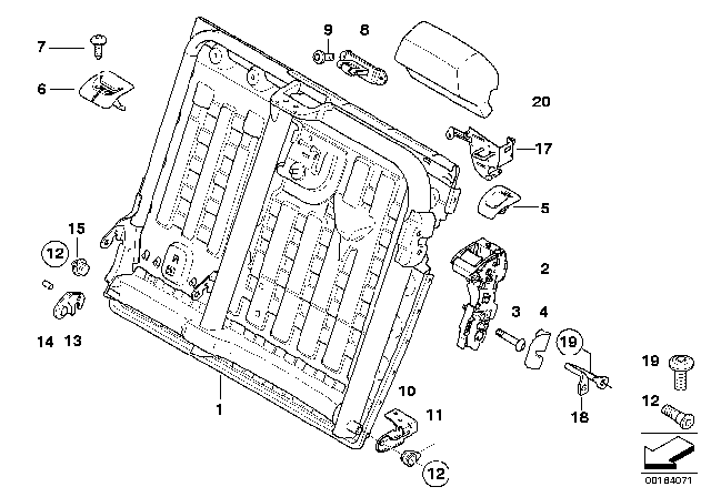 2013 BMW X5 Seat, Rear, Seat Frame Diagram 2