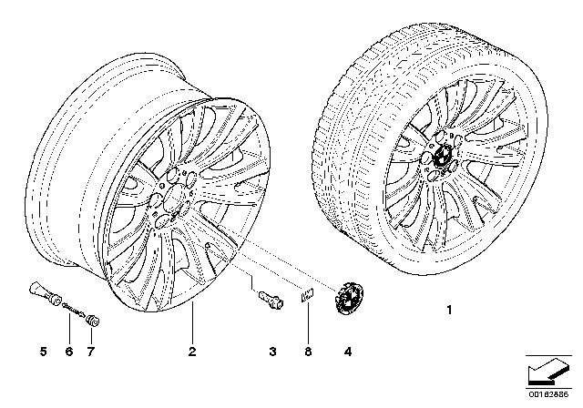 2010 BMW X5 BMW LA Wheel, M V-Spoke Diagram 1