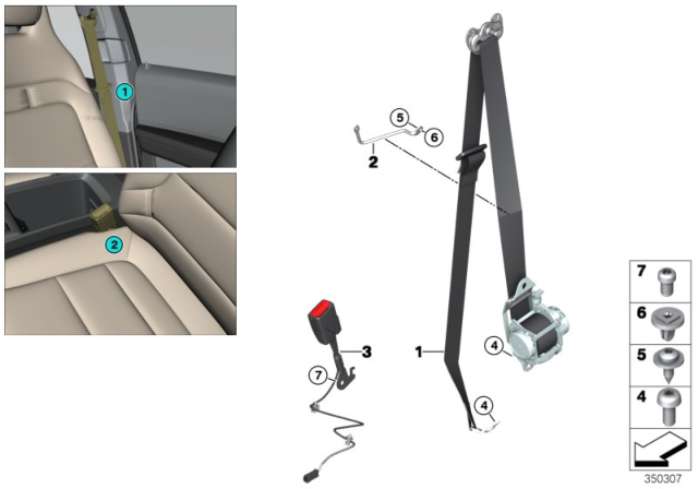 2017 BMW i3 Safety Belt Front Diagram