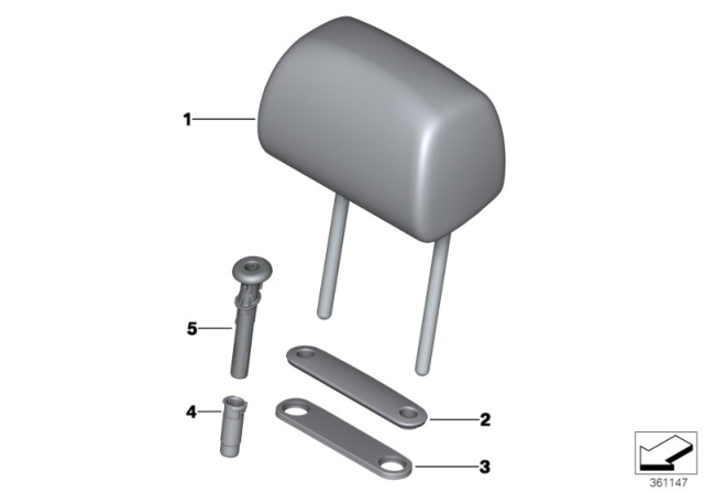 2015 BMW 535i GT Rear Seat Head Restraint Diagram