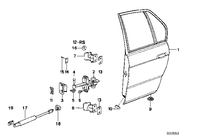 1993 BMW 750iL Hinge, Rear Door, Lower, Right Diagram for 41521951146