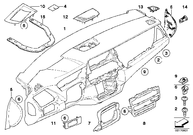 2011 BMW X6 Trim Panel Dashboard Diagram